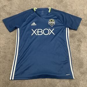 Seattle Sounders FC Soccer Jersey Men’s Large Adidas XBOX Blue 2015 Adizero
